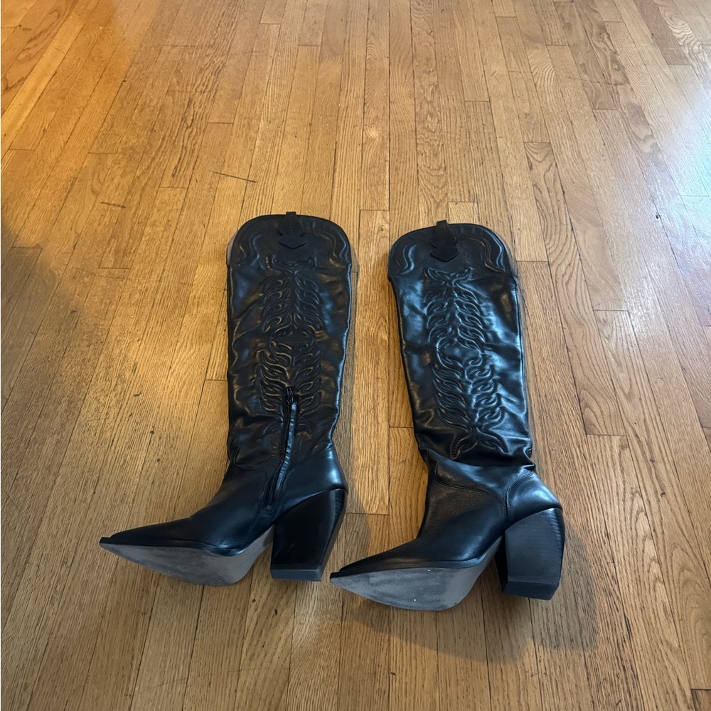 All Saints Black Over the Knee Boots - Picture 2 of 2